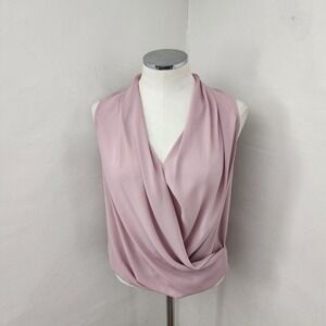chachavente Women's‎ Pink Sleeveless Lace Back Cowl Neck Blouse PS